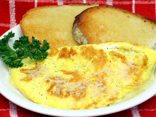Käse-Kräuter-Omelette mit gerösteter Paprika