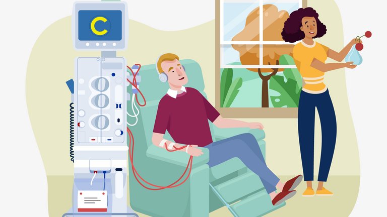 [Translate to Germany - German:] Patient receiving home haemodialysis treatment