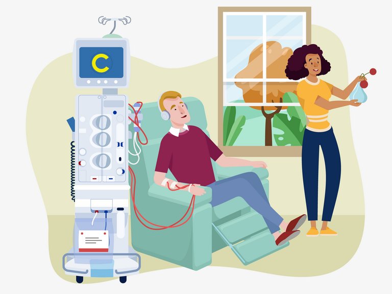[Translate to Germany - German:] Patient receiving home haemodialysis treatment