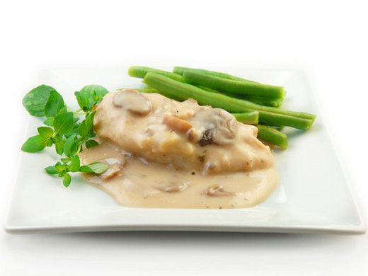 Hähnchen mit Sahnesoße und Pilzen