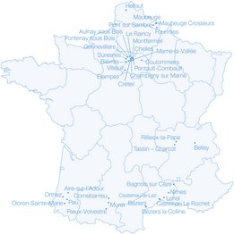 Karte der NephroCare Dialysezentren in Frankreich